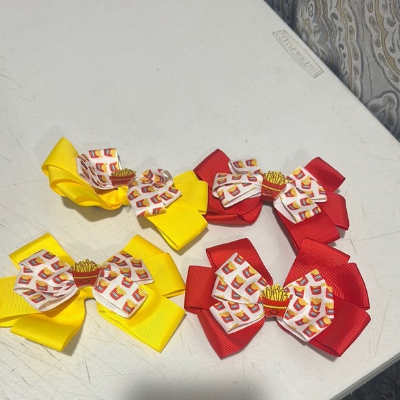 Set of Red and Yellow Hair Bows - Picture 3 of 3
